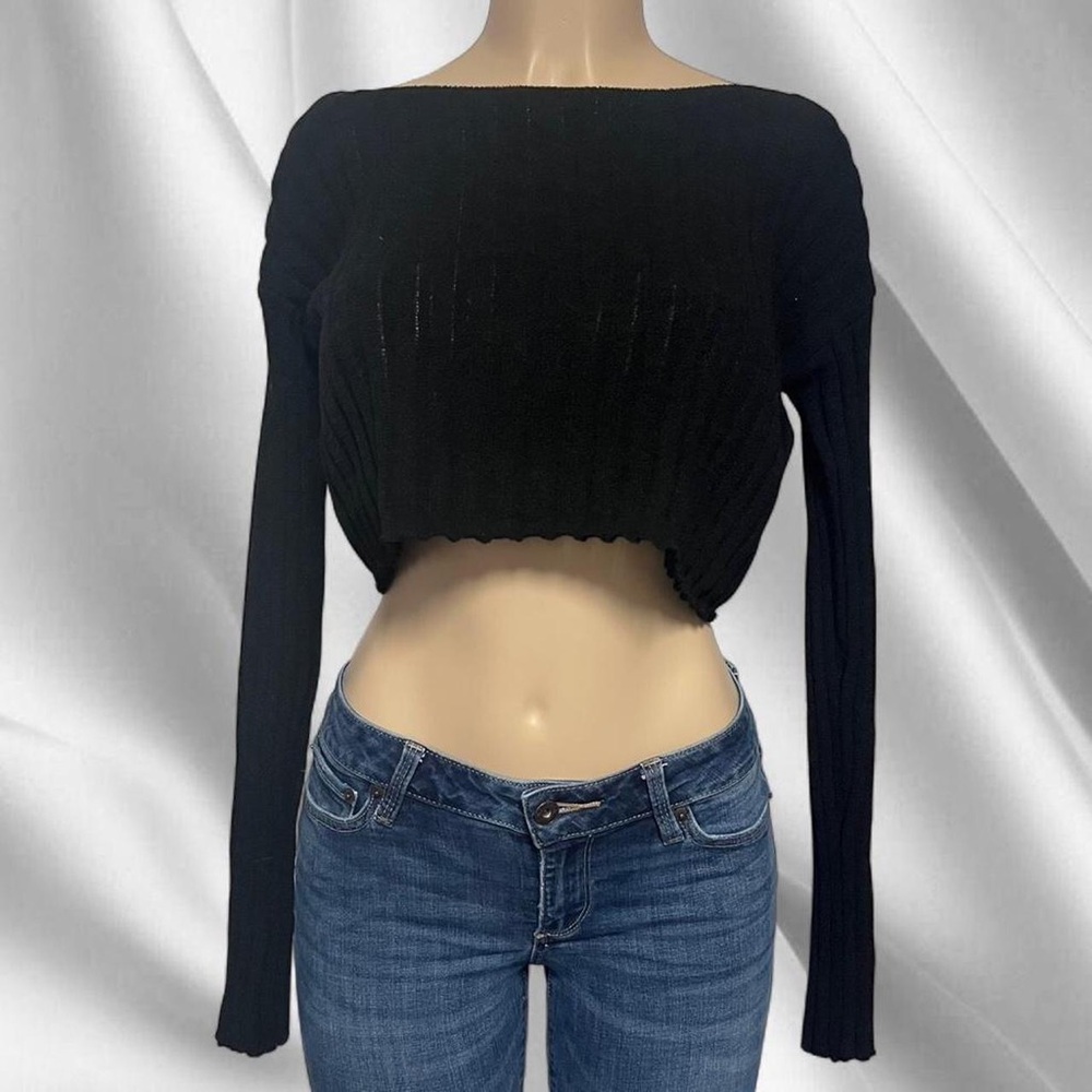 Garage Black Knit Crop Top